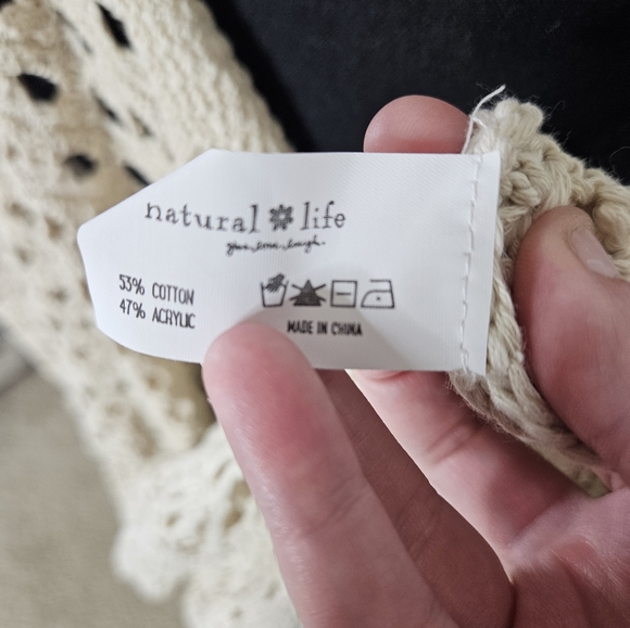 NWOT Natural Life Abigail Duster Cardigan Crochet Open Knit Cotton Blend Boho - Picture 14 of 14